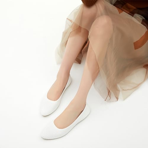 ALTOCIS Women’s Knit Ballet Flats Ladies Comfortable Pointed-Toe Dressy Shoes Casual Soft Flat Shoes Ballerina Walking Flats Shoes(White US09) by ALTOCIS - Used condition - Image 7