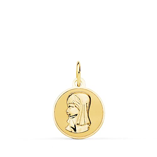 Virgen Niña colgante ideal para comunión o uso diario en oro 9k de 14 mm