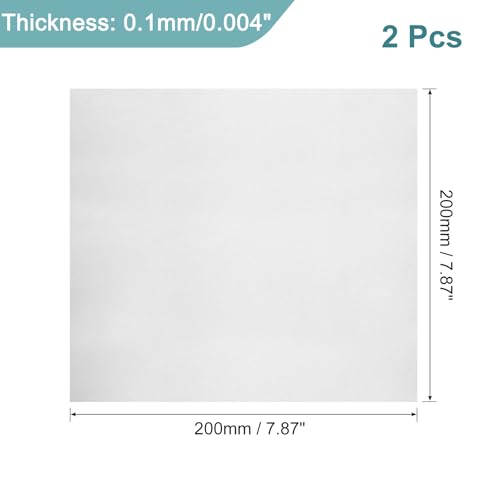 Image of uxcell 2Pcs GR2 Titanium Plate Sheet, 200x200x0.1mm Titanium Alloy Metal Sheet for Industrial Machinery Metalworking (8 inchx8 inchx0.004 inch)