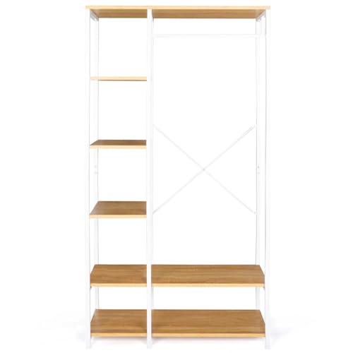 Miniatura 3 de Idmarket - Armario Para Ropa Con Estantes Detroit Diseño Industrial De Madera Y Metal Blanco, L. 90 Cm