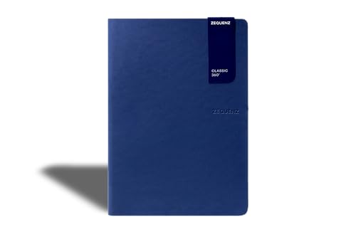 Image of Zequenz A5 Size Dark Navy Blue Slim Notebook Blank Acid Free Paper 200 Pages 80GSM 360 Degree Flexibility 100% Handmade Fountain Pen Friendly Color Series Bookmark Included