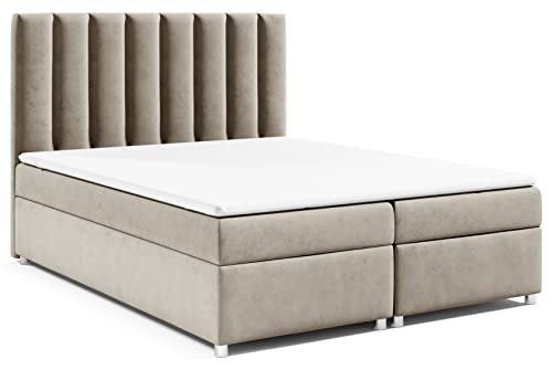 Best For Home Trinity K10 Boxspringbett mit 7-Zonen Bonell-Federkernmatratze | Boxspringbett 140x200 | Boxsprintbett mit Matratze Und Stauraum | Polsterbett 140x200 - Lieferung bis Bordsteinkante
