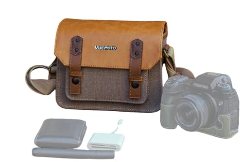 Bolsa Mensajera para Cámara Vintage en Cuero Impermeable Caqui