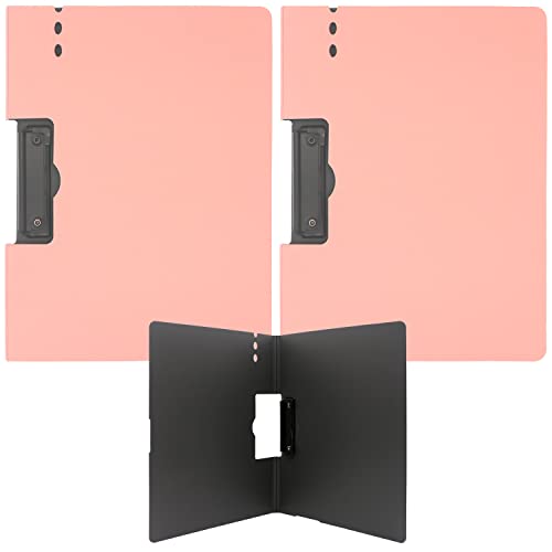 Klemmbrett A4 PVC Klemmmappe 2 Stück Klemmbretter mit PVC-Überzug und strapazierfähigem Clip Für Büros Klassenzimmer Schulbedarf Rosa Cover