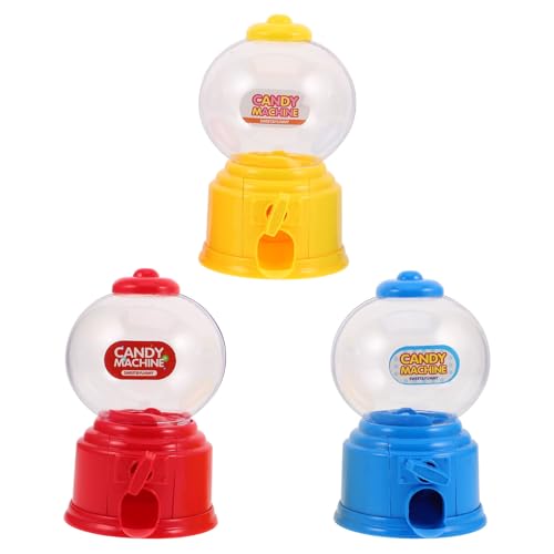 WHAMVOX Mini Distributore Automatico di Caramelle e Gomme da Masticare in Plastica, Set da 3 Pezzi Colorati (rosso, Blu, Giallo), Porta Snack da Tavolo Compatto per Feste