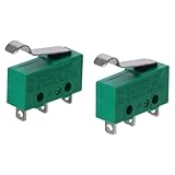 Urjumpea 2PCS 5A/250VAC Three Pin Small Micro Switch,KW4-3Z-3 R-Lever Type Micro Switch,Curved Hook Handle Micro Switch