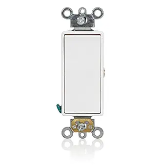 Leviton Decora Plus Single Pole Rocker Switch, Momentary Contact, Commercial Spec Grade, 15A, 125V, Back and Side Wire, Self-Grounding, 5655-2W, White