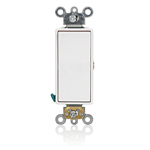 Leviton Decora Plus Single Pole Rocker Switch, Momentary Contact, Commercial Spec Grade, 15A, 125V, Back and Side Wire, Self-Grounding, 5655-2W, White by Leviton - Used condition - US$33.98