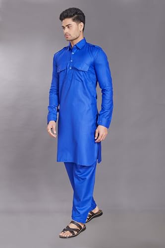 Image of DIVISIVE Men's Cotton Blend Pathani Kurta Pyjama Set