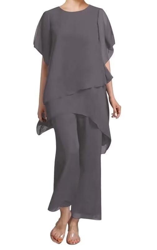 2 Pieces Mother of The Bride Pant Suits for Wedding Chiffon Pantsuits Formal Outfit Grandmother of The Bride Pant Suits