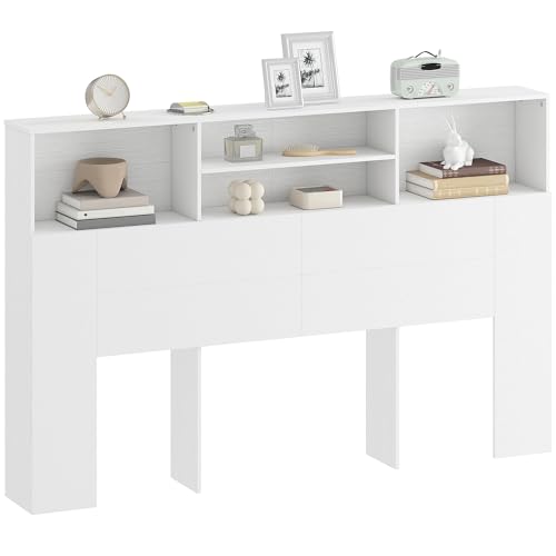 HOMCOM Tête de lit sur Pied 160 cm avec rangements,...