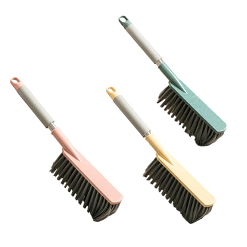 PEPLAYTAL 3 Piezas Cepillo de Limpieza para Cama y Muebles con Mango Cerdas Suaves Flexibles de Colores Rosa y Verde para Sofá y Hogar