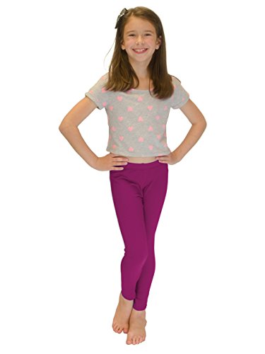 Vivian's Fashions Long Leggings, Girls, Cotton (Magenta, XL)
