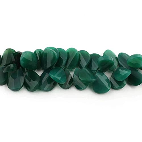 Green Onyx Faceted Briolettes LKBEADS - Perles en poire 18x13mm pour création bijoux