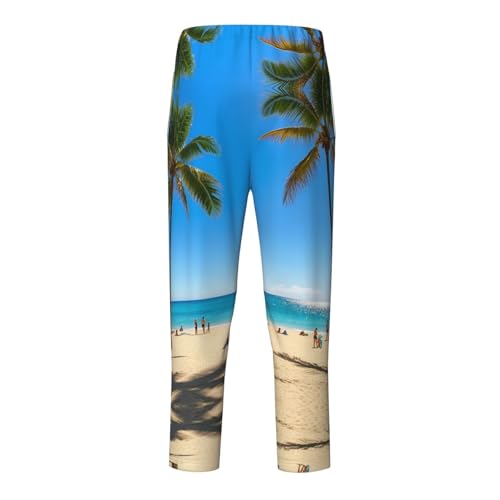 Pajama Pants Pajama Bottoms with Elastic Waistband Sleepwear Lounge PantsBeach Coconut Tree Swimming2