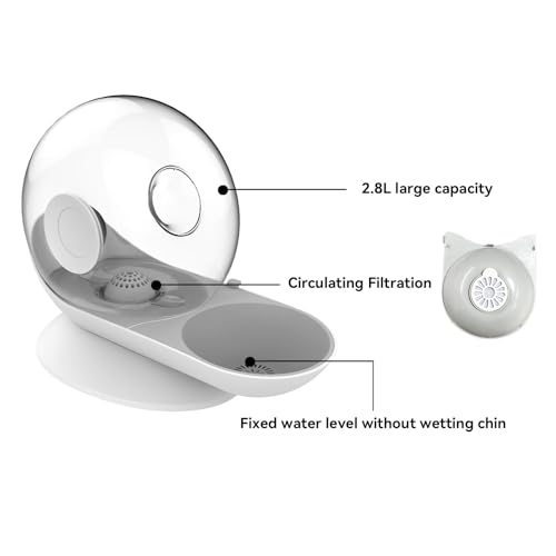 KUSIDI Cat Dog Water Dispenser Automatic Water Drinking Fountain for Small or Medium Size Dogs Cats Easy to Clean Snail Shape 2.8L ?Grey?
