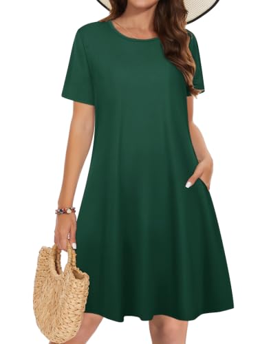 Image of Summer Dresses for Women Casual Tshirt Short Sleeve Floral Sundress Beach Cover Ups with Pockets 2026