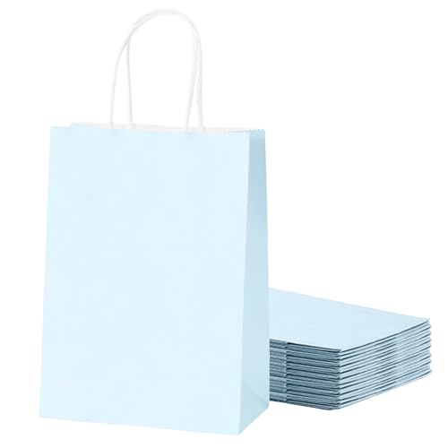 30Pcs Sac Papier Cadeau Petit Format avec Poignées,Pochette Cadeaux Papier Kraft Bleu,Pochette Cadeau Anniversaire Enfant, Sachet Bonbon Coloré pour...