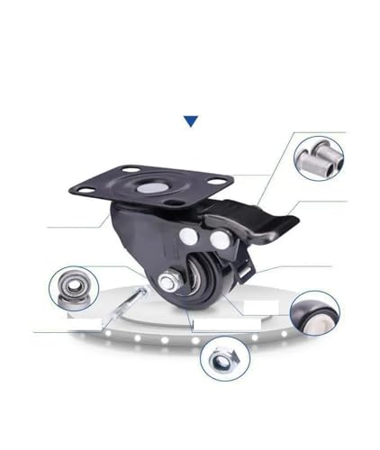 Roue pivotante avec frein 1.5 pouces poulie de direction meuble robuste x2 - 3