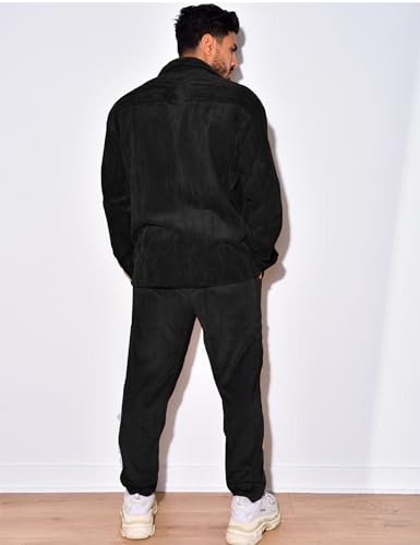 Men's 2 Piece Outfits Corduroy Casual Long Sleeve Shirt Pant Sets Fall Fashion Tracksuits2