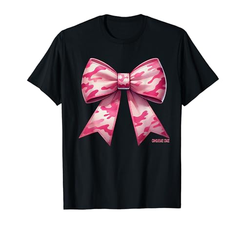 Camo Bow Camouflage Camo Girls Duck Hunting Pink Camo Hunter T-Shirt