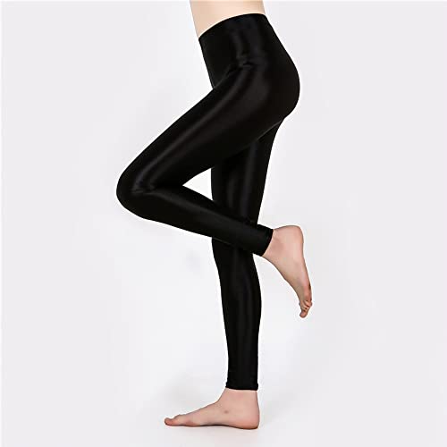 Image of cloudmall Women Sexy Semi Opaque Pantyhose Running Tights Yoga Leggings Oil Shiny Stocking