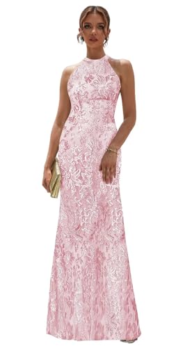 Blush Pink Mother of The Bride Dresses with Sequins Bodycon Evening Gowns for Women Formal Size 8