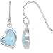 Sterling Silver Natural Larimar Heart Fishhook Earrings