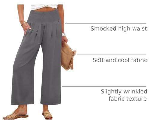 Image of ANRABESS Womens Wide Leg Palazzo Pants with Pockets | Lightweight Breathable High Waisted Pants, Beach Vacation Flowy, Lounge & Casual Summer Trousers