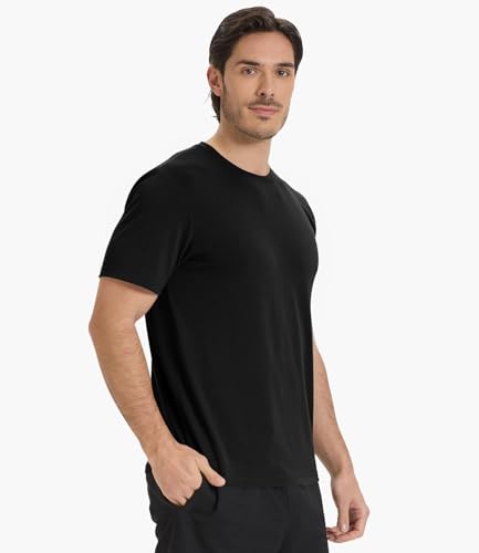 BAMBOO COOL Men's Crewneck T-Shirts Short Sleeve Heavy Weight Tees Moisture Wicking Undershirts Casual Basic T Shirt2