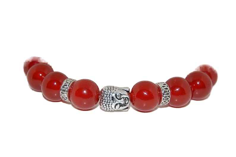 Bracelet en agate rouge naturelle perles lisses 8mm pour harmoniser l'énergie