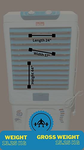 Image of My Cool Star Desert Air Cooler- 60L: with 18 Watts Everlast Pump,High speed Aluminium One Ten Motor,ABS Blade,3-Way Air Deflection and High Density Honeycomb pads: Blue & White