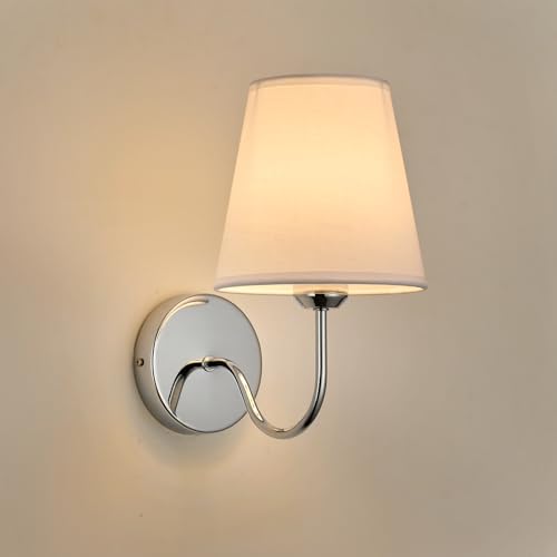 Image of Modern Hardwired Chrome Wall Sconces Set of 2 Lighting Fixture, E26 Industrial Vintage Wall Light Pack Wall Lamp Bathroom Decor for Bedroom Living Room, Silver Finish Wall Sconces