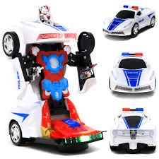 Carro Robô Policial Transformes Com Movimento Som E Luzes para crianças robo transforme