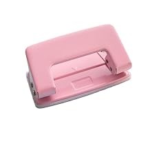 2-Hole Paper Puncher, 6mm Round Hole Spacing Puncher, Non-Slip Paper Punch Tool for Office Home Journal Scrapbook, Pink