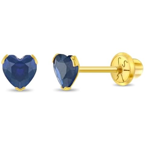 14k Gold Blue Sapphire Heart Earrings Cover