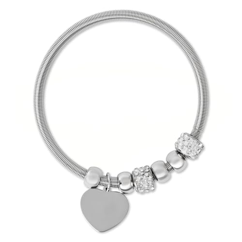 Image of I Jewels Fashion Stylish Silver Plated Adjustable Charm Bracelet with Stone Beads for Women