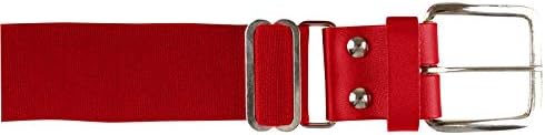 CHAMPRO Brute Baseball Belt with Leather Tab, Red, Youth 1-1/4"
