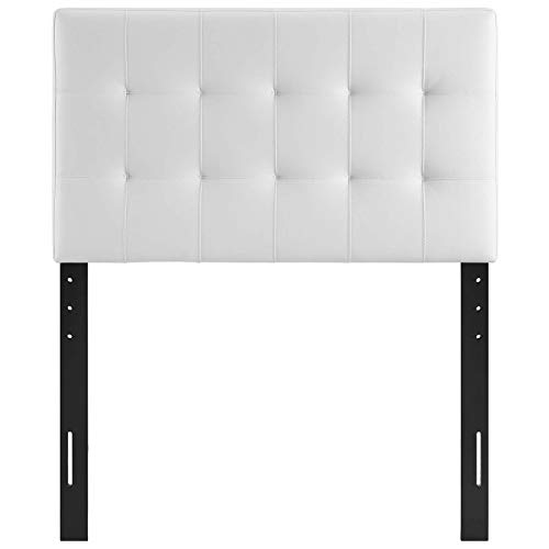 Image of Modway Lily Tufted Faux Leather Upholstered Twin Headboard in White