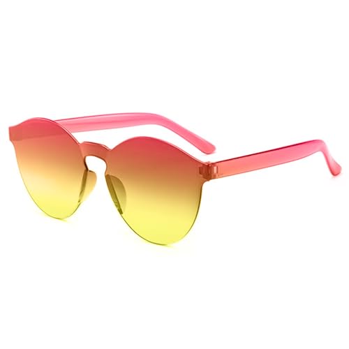 Image of Unisex Round Rimless One Piece Fashion Sunglasses