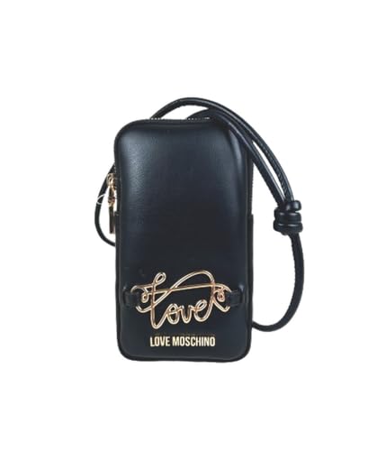 Love Moschino Bolso bandolera para móvil, 19 x 11 x 3 cm, negro, Negro