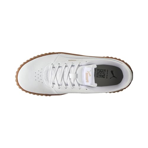 PUMA PUMA Womens Carina 3.0 Lace Up Sneakers Shoes Casual, Puma White/Puma Gold/Gum 7 M
