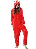 QSTYLE Adult Animal Onesie Halloween Costume,One Piece Cosplay Suit for Women and Men Red