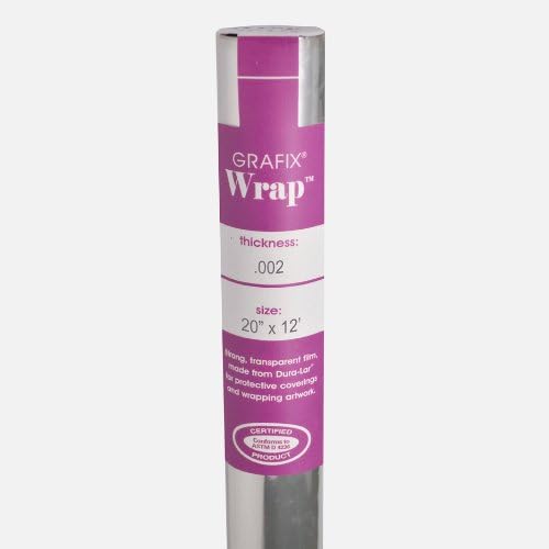 Grafix Dura-Lar 20” x 12’ Roll – Ultra-Clear .002” Film, Acetate Alternative, Glossy Surface for Coverings, Stencils, Color Separations, Window Applications, Transparencies, 12'