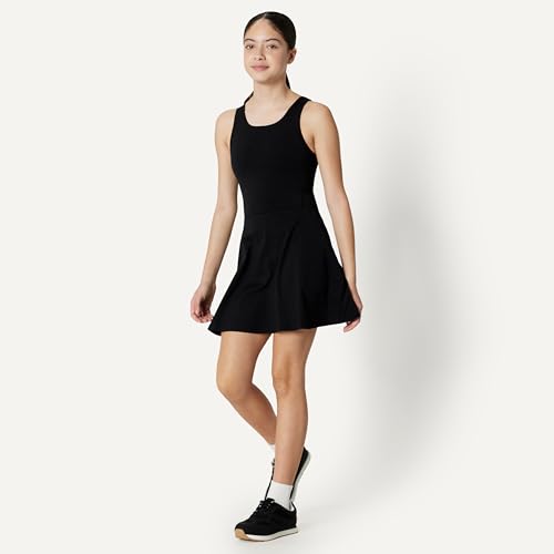 Image of Amazon Essentials Girls' Active FormFlex Buttery Soft Tank Tennis Dress with Built-in Bodysuit, Bra, & Shorts