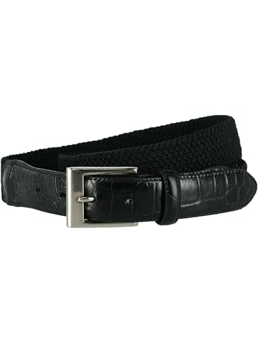 CTM Men's Big & Tall Braided Elastic Stretch Belt with Croc Print End Tabs3