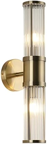 ECOBRT Glass Wall Light Fixture Indoor Antique Bronze Bathroom Vanity Lights Fixtures Beside Mirror Lighting Lamps Up and Down Wall Mounted Light E12 Socket