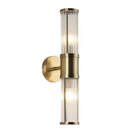 ECOBRT Glass Wall Light Fixture Indoor Antique Bronze Bathroom Vanity Lights Fixtures Beside Mirror Lighting Lamps Up and Down Wall Mounted Light E12 Socket