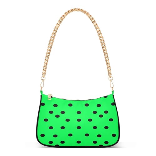 Shoulder Bags for Women Black Polka Dots Tote HandBag Shoulder Bags purse with Chain Zipper Closure - Main Image