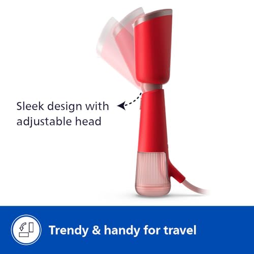 PHILIPS STH 5020/40 Garment Steamer for Clothes, Slim & Travel Friendly Design, Adjustable Head for Horizontal & Vertical Steaming, Quick Heat, 24g/min Steam, 1400 Watts